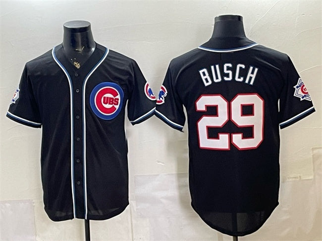 Chicago Cubs #29 Michael Busch 150th Anniversary Black JEROMEN Out Style Vapor Premier Limited Stitched Jersey