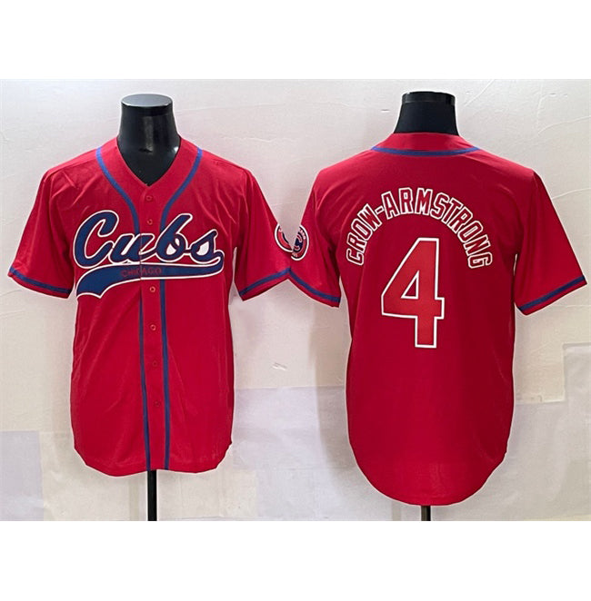 Chicago Cubs #4 Pete Crow-Armstrong Red JEROMEN Cool Base Stitched Jersey