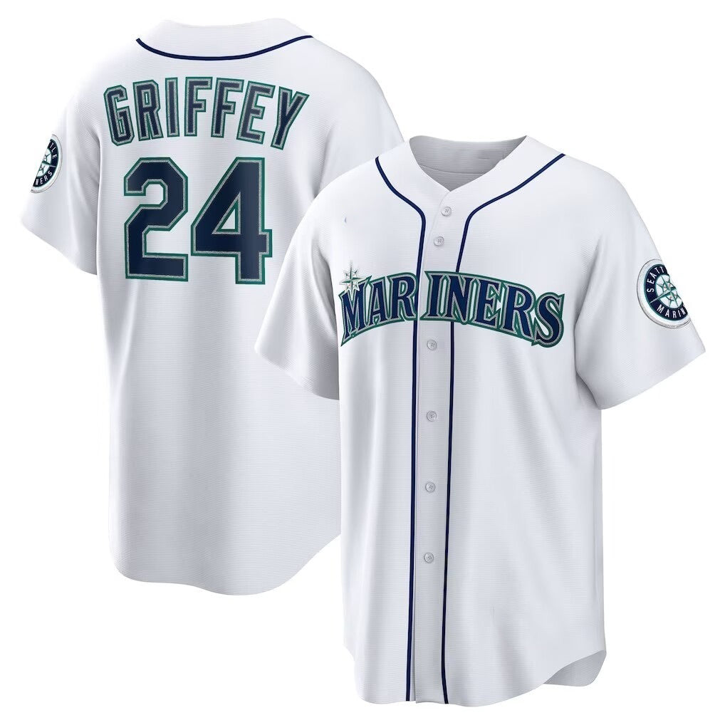 Seattle Mariners #24 Ken Griffey Jr. White JEROMEN Cool Base Jersey