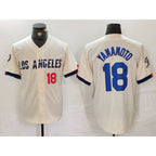 Los Angeles Dodgers #18 Yoshinobu Yamamoto Number Cream JEROMEN 2024 City Connect Limited Stitched Jerseys