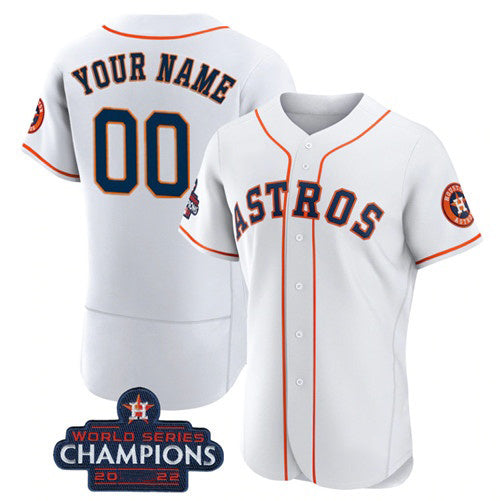 Custom Houston Astros Active Player White JEROMEN 2022 World Series Flex Base Stitched Jersey