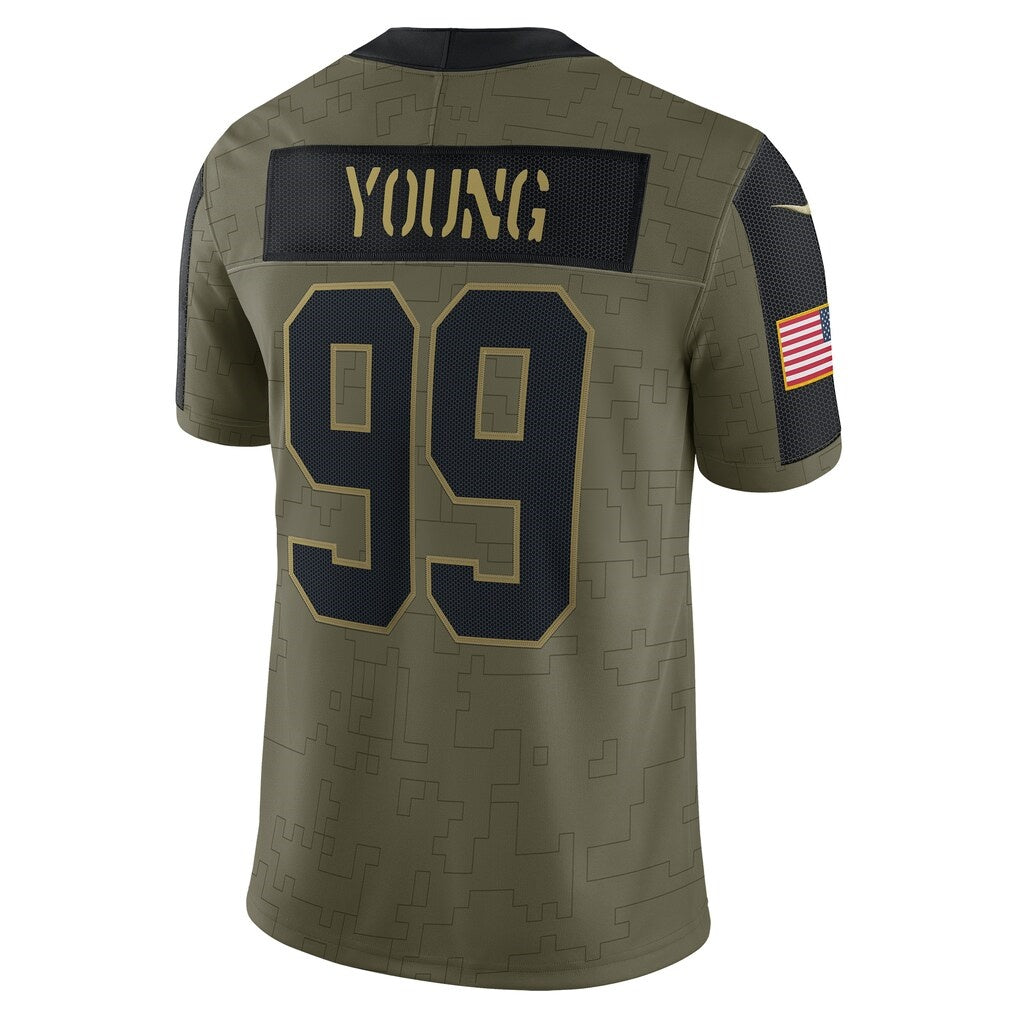 W.Football Team #99 Chase Young Olive JEROMEN Salute To Service Limited Player Jersey