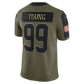 W.Football Team #99 Chase Young Olive JEROMEN Salute To Service Limited Player Jersey