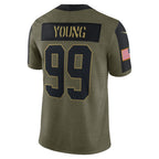 W.Football Team #99 Chase Young Olive JEROMEN Salute To Service Limited Player Jersey