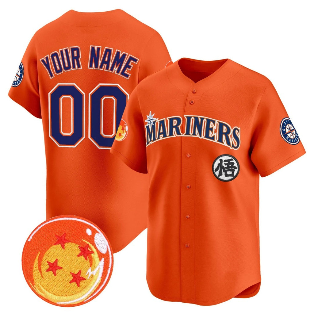 Custom Seattle Mariners x Dragon Ball Orange JEROMEN Vapor Premier Limited Jersey - All Stitched