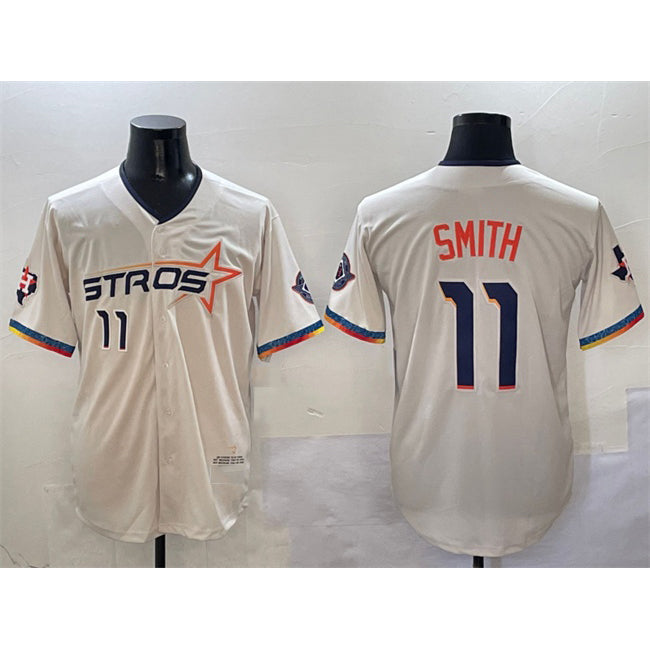 Houston Astros #11 Cam Smith Cream JEROMEN 2025 City Connect With Texas Patch Limited Stitched Jersey
