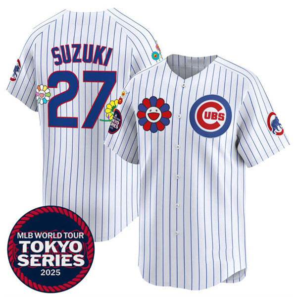 Chicago Cubs #27 Seiya Suzuki White JEROMEN 2025 Tokyo Series Limited Stitched Jersey