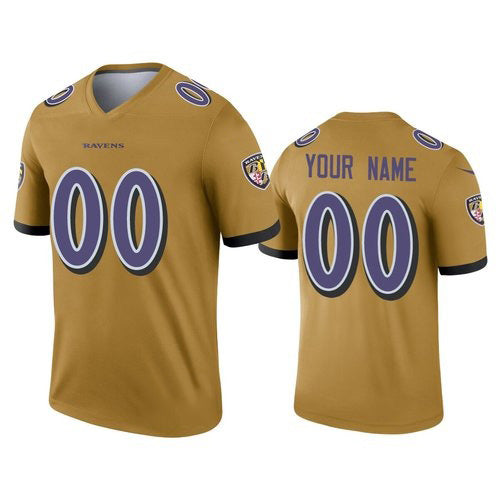 Custom B.Ravens Gold JEROMEN Inverted Legend Jersey