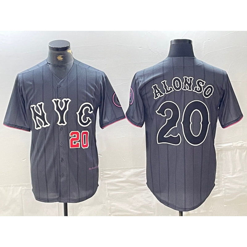 New York Mets #20 Pete Alonso Number Grey JEROMEN 2024 City Connect Cool Base Stitched Jerseys