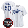 Los Angeles Dodgers #50 Mookie Betts White JEROMEN 2025 World Tour Tokyo Series Home Stitched Jersey