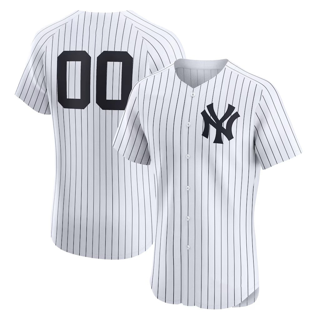 Custom New York Yankees White JEROMEN Home Elite Jersey