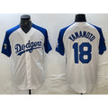 Los Angeles Dodgers #18 Yoshinobu Yamamoto White Blue JEROMEN Fashion Stitched Cool Base Limited Jerseys