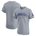 Kansas City Royals Gray JEROMEN Road Vapor Premier Elite Patch Jersey