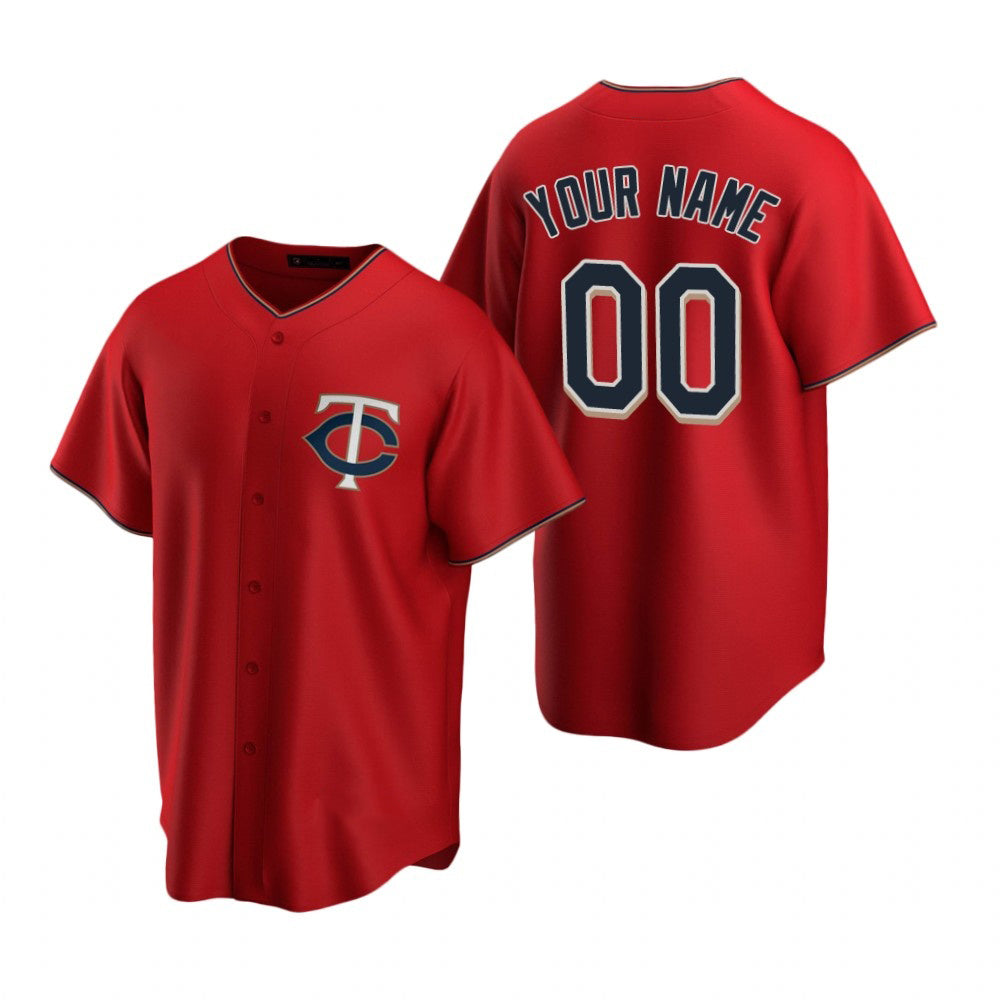 Custom Minnesota Twins Red JEROMEN Stitched Cool Base Jersey