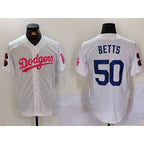 Los Angeles Dodgers #50 Mookie Betts White Pink JEROMEN Vin & Kobe Patch Stitched Jersey1
