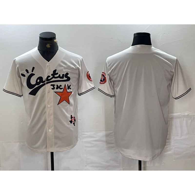 Houston Astros Blank Cream JEROMEN Cactus Jack Cool Base Jersey