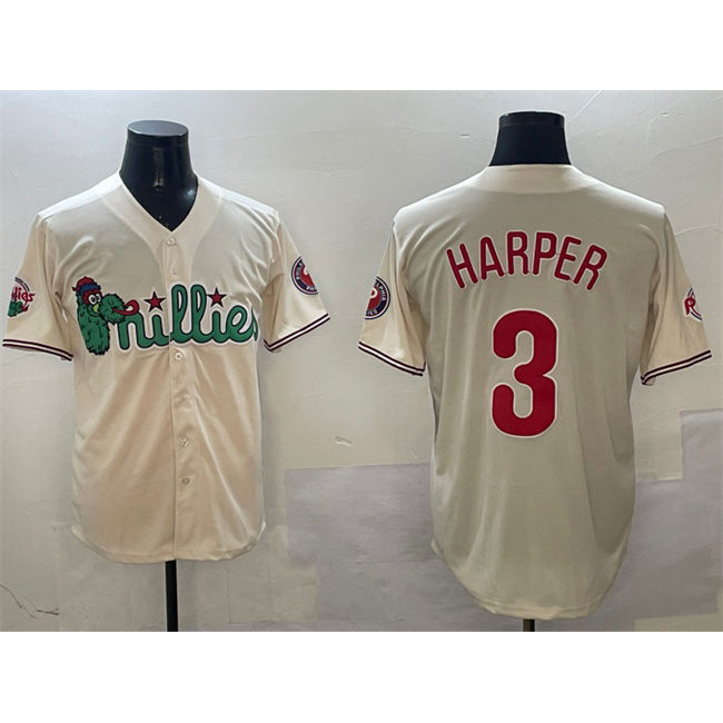 Philadelphia Phillies #3 Bryce Harper Cream JEROMEN Phanatic Limited Stitched Jersey