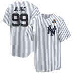 New York Yankees #99 Aaron Judge White JEROMEN 2024 World Series With Name Cool Base Stitched Jersey