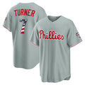 Philadelphia Phillies #7 Trea Turner USA 250 Fourth of July Road Stadium Jersey - Gray JEROMEN