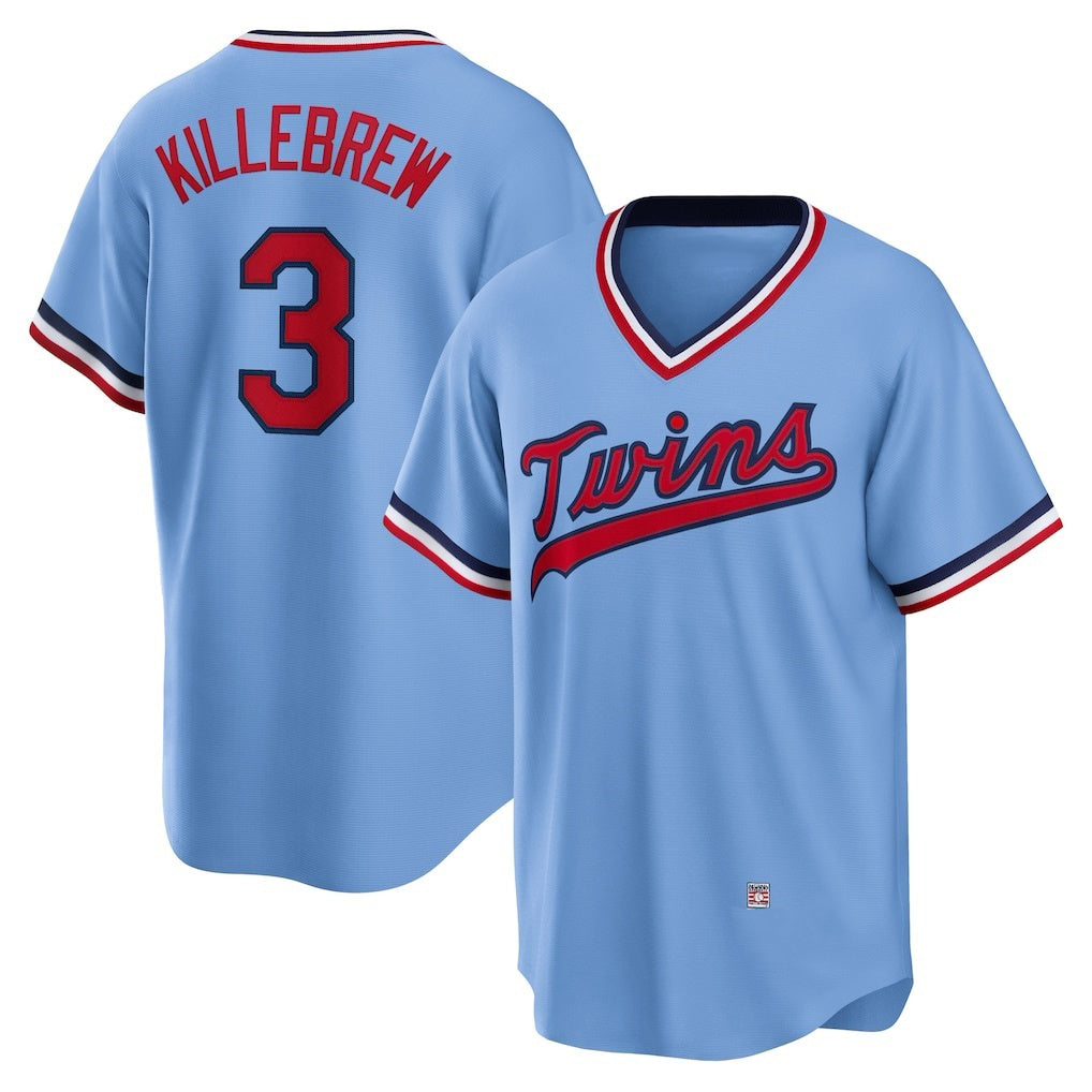 Minnesota Twins #3 Harmon Killebrew Light Blue JEROMEN Road Cooperstown Collection Player Jersey