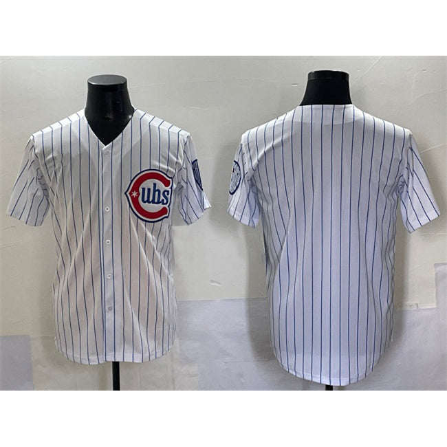 Chicago Cubs Blank White JEROMEN Pinstripe 2nd Alternate Limited Stitched Jersey