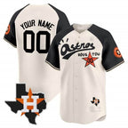 Custom Houston Astros Cactus Jack Style Vapor Premier Limited Jersey ¨C Cream Black JEROMEN