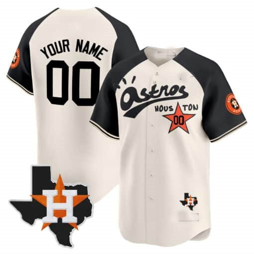 Custom Houston Astros Cactus Jack Style Vapor Premier Limited Jersey ¨C Cream Black JEROMEN