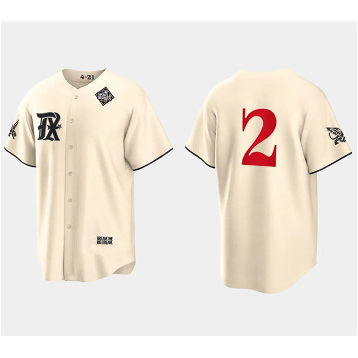 Texas Rangers #2 Marcus Semien Cream JEROMEN 2023 World Series City Connect Stitched Jersey