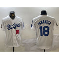 Los Angeles Dodgers #18 Yoshinobu Yamamoto White JEROMEN 2024 World Series With Fernando Memorial Patch Home Limited Stitched Jerseys