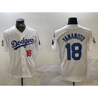 Los Angeles Dodgers #18 Yoshinobu Yamamoto White JEROMEN 2024 World Series With Fernando Memorial Patch Home Limited Stitched Jerseys