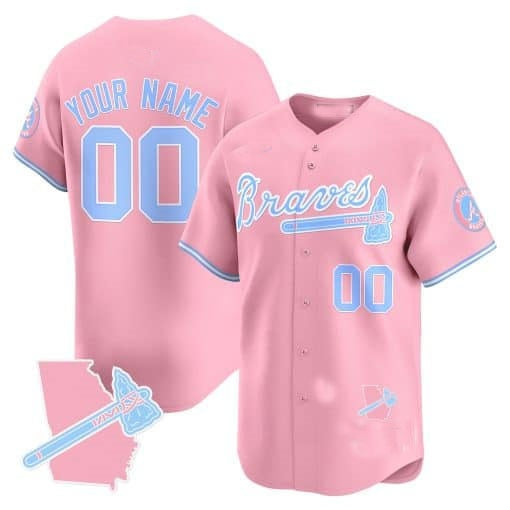 Custom Atlanta Braves Bubblegum Pink Vapor Premier Limited Jersey ¨C All Stitched-Pink JEROMEN
