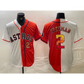 Houston Astros #2 Alex Bregman White Orange JEROMEN Split Stitched Jerseys