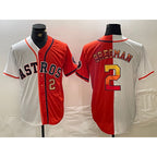 Houston Astros #2 Alex Bregman White Orange JEROMEN Split Stitched Jerseys