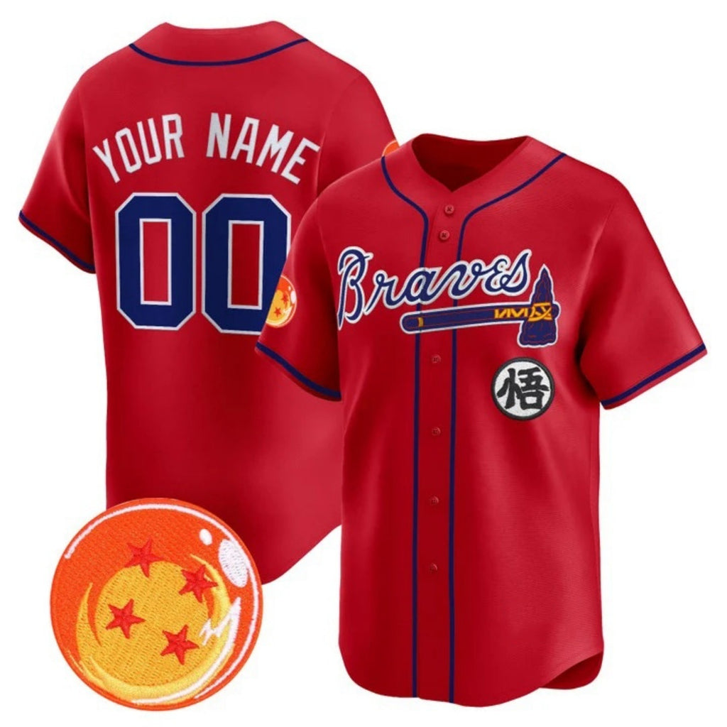 Custom Atlanta Braves x Dragon Ball Red JEROMEN Vapor Premier Limited Jersey - All Stitched