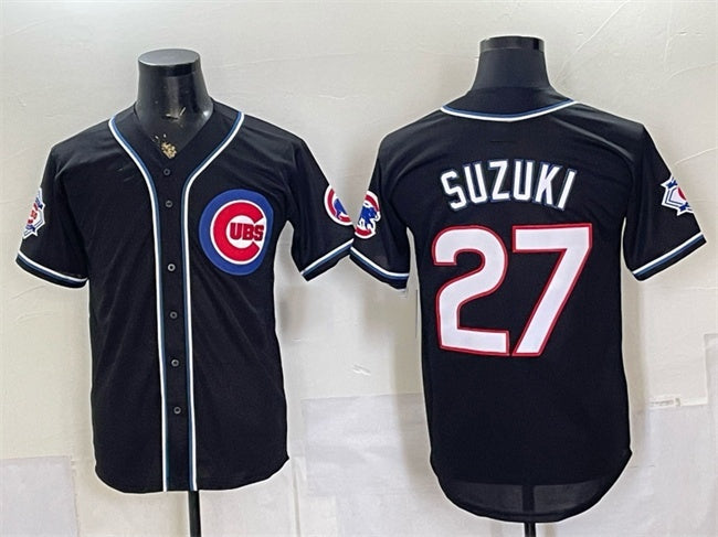 Chicago Cubs #27 Seiya Suzuki 150th Anniversary Black JEROMEN Out Style Vapor Premier Limited Stitched Jersey