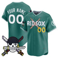 Custom Boston Red Sox x One Piece Green JEROMEN Zoro Patch Vapor Premier Limited Jersey - Stitched