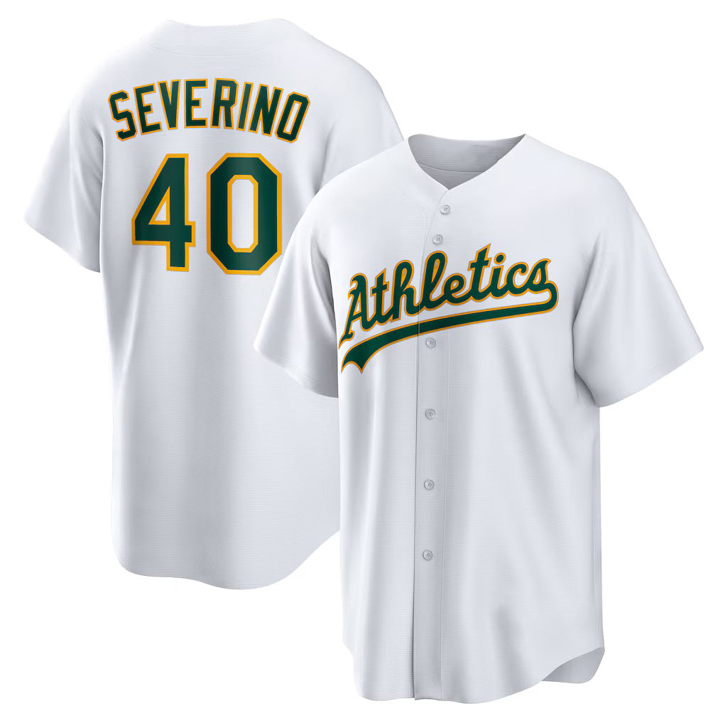Oakland Athletics #40 Luis Severino White JEROMEN Home Replica Jersey