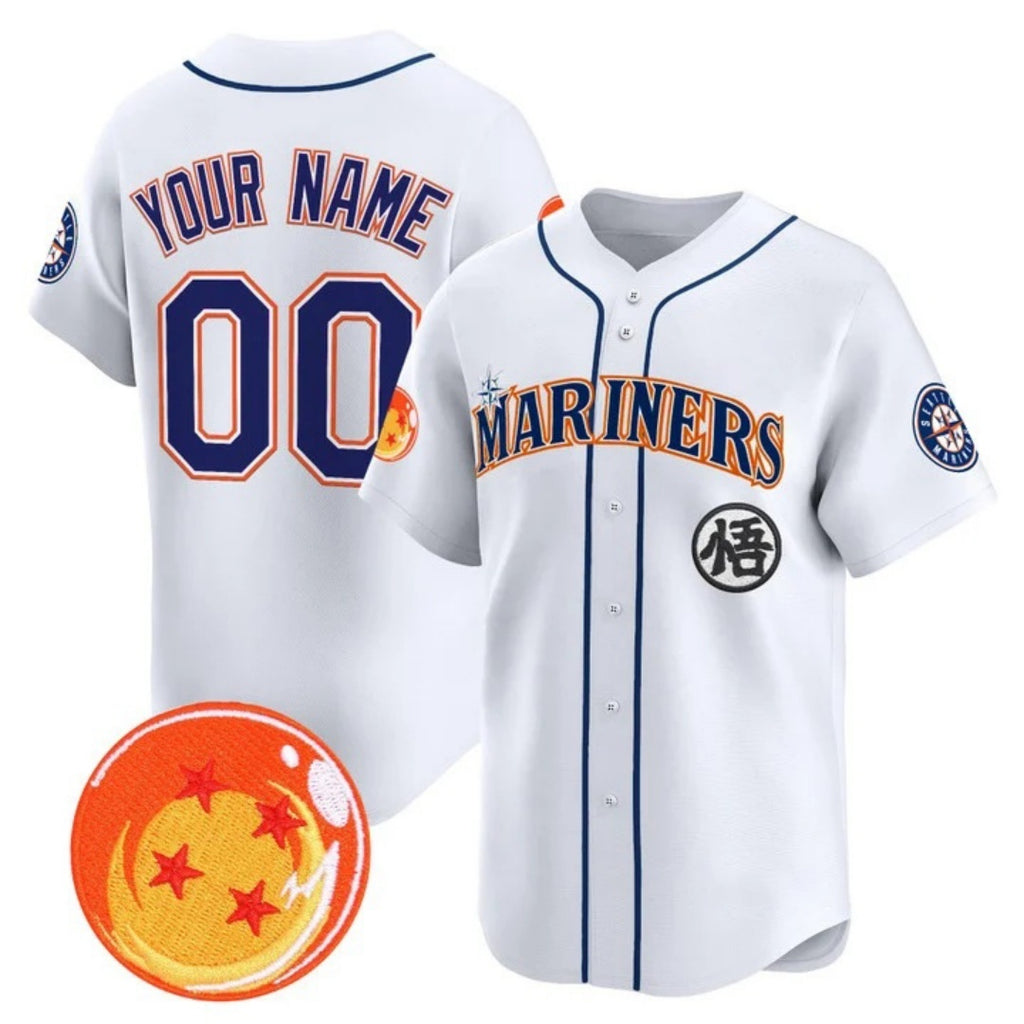 Custom Seattle Mariners x Dragon Ball White JEROMEN Vapor Premier Limited Jersey - All Stitched