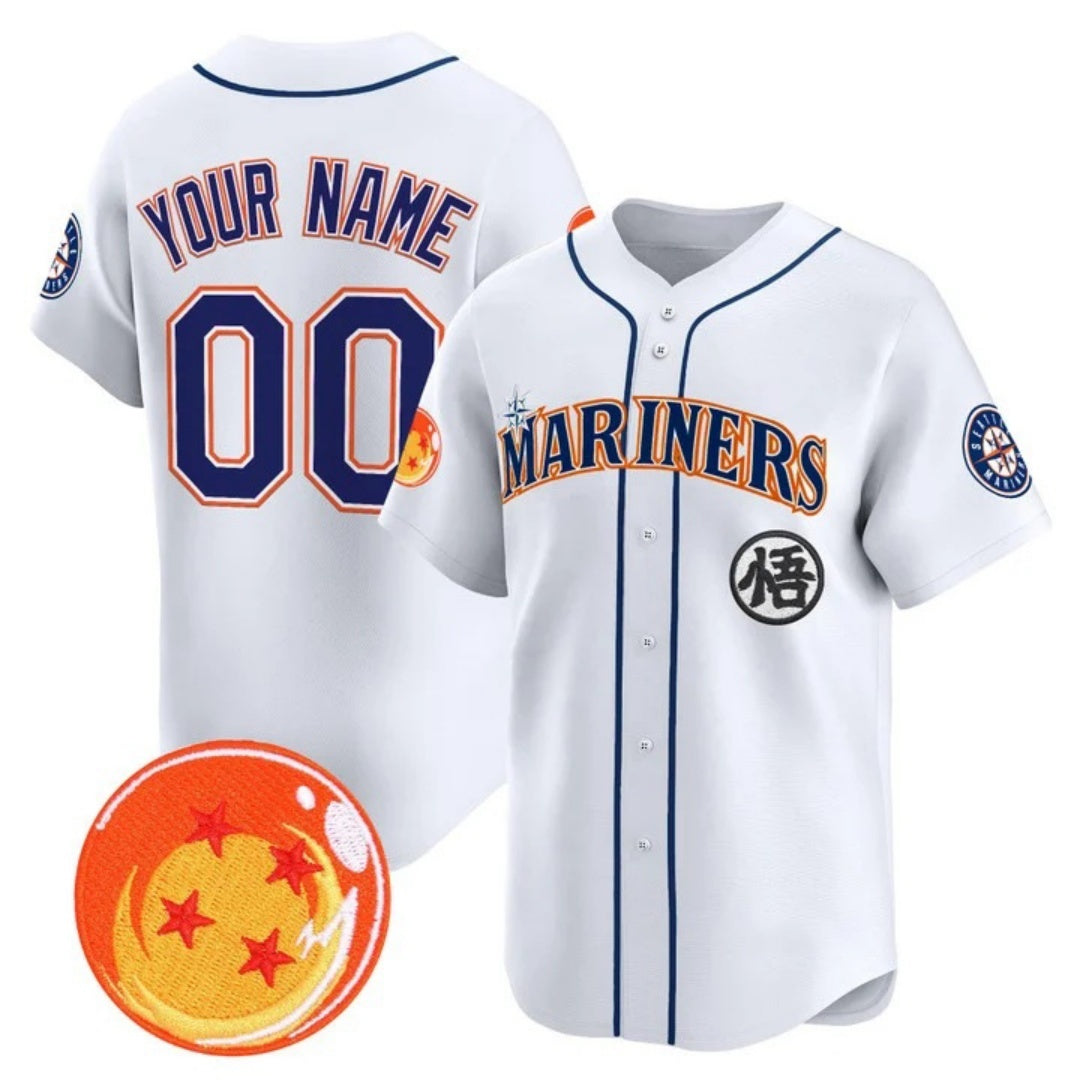 Custom Seattle Mariners x Dragon Ball White JEROMEN Vapor Premier Limited Jersey - All Stitched