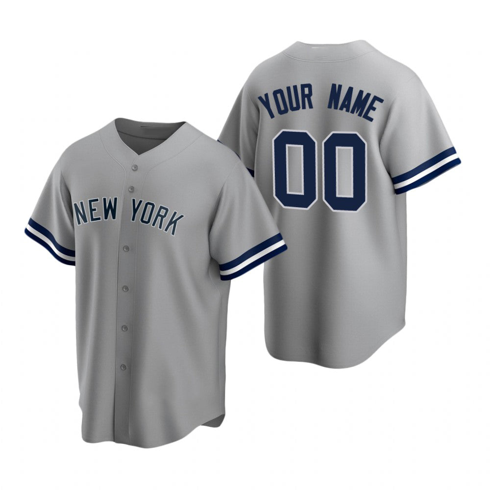 Custom New York Yankees Gray JEROMEN Stitched Cool Base Road Jersey