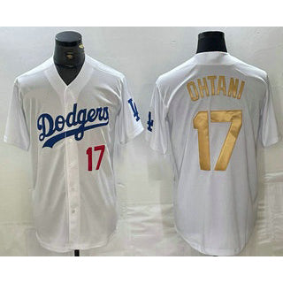 Los Angeles Dodgers #17 Shohei Ohtani Number White Gold JEROMEN Stitched Cool Base Jersey 2