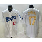 Los Angeles Dodgers #17 Shohei Ohtani Number White Gold JEROMEN Stitched Cool Base Jersey 2