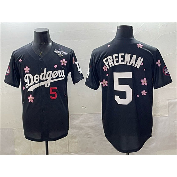 Los Angeles Dodgers #5 Freddie Freeman Black JEROMEN 2025 World Series Patch Tokyo Series Limited Stitched Jersey
