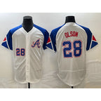 Atlanta Braves #28 Matt Olson Number White JEROMEN 2023 City Connect Flex Base Stitched Jersey 3
