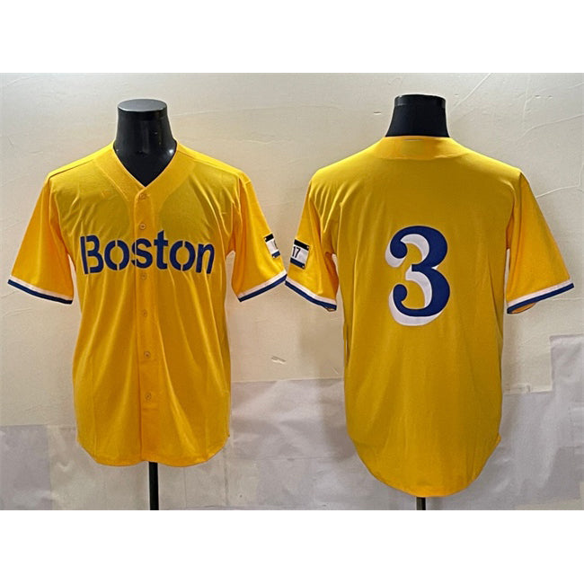 Boston Red Sox #3 Ceddanne Rafaela Gold JEROMEN City Connect Stitched Jersey