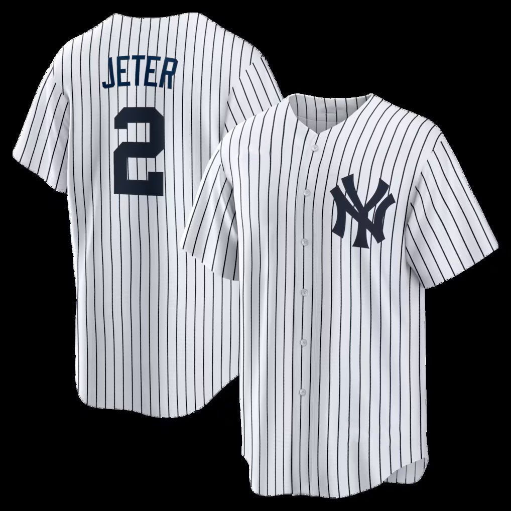 New York Yankees #2 Derek Jeter White JEROMEN Home Retired Player Replica Jersey