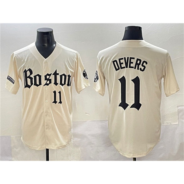 Boston Red Sox #11 Rafael Devers Cream JEROMEN Gothic Vapor Limited Stitched Jersey