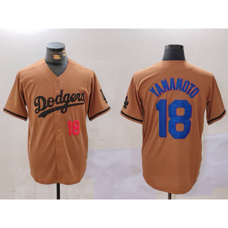 Los Angeles Dodgers #18 Yoshinobu Yamamoto Number Olive JEROMEN Cool Base Limited Stitched Jersey 2