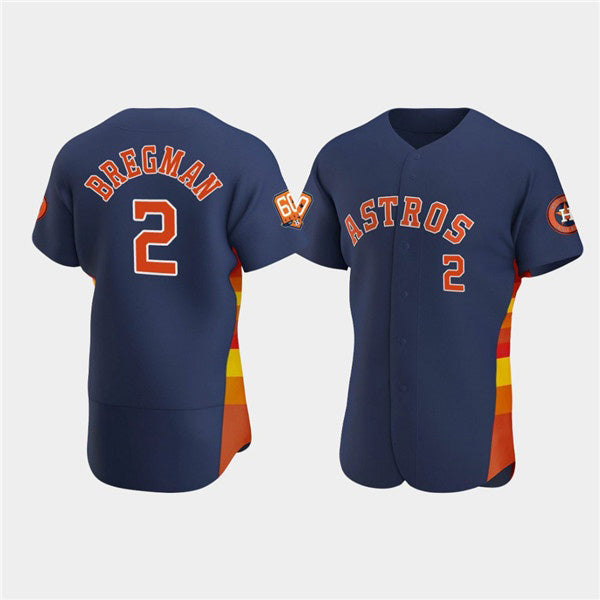 Houston Astros #2 Jose Altuve Navy JEROMEN 60th Anniversary Flex Base Stitched Jersey