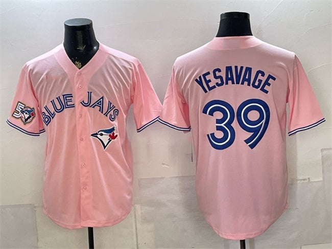 Toronto Blue Jays #39 Trey Yesavage Pink JEROMEN 50 Seasons Patch Stitched Jersey